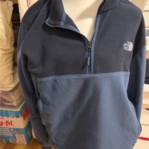 The North Face Blue and Black Half-Zip Fleece Pullover